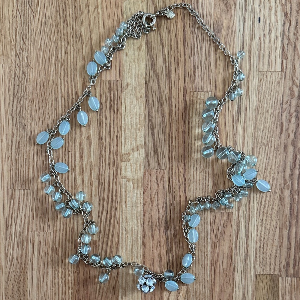 JCrew Silver and Blue Beaded Necklace